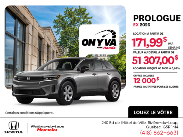 Obtenez la Honda Prologue 2026 !