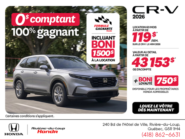 Obtenez la Honda CR-V 2026!