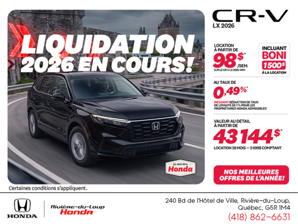 Obtenez la Honda CR-V 2026!