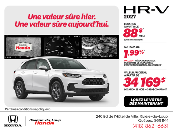 Obtenez la Honda HR-V 2027!