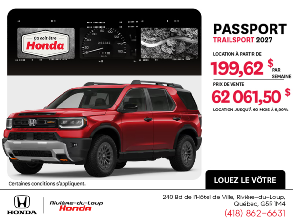 Obtenez le Honda Passport 2027 !