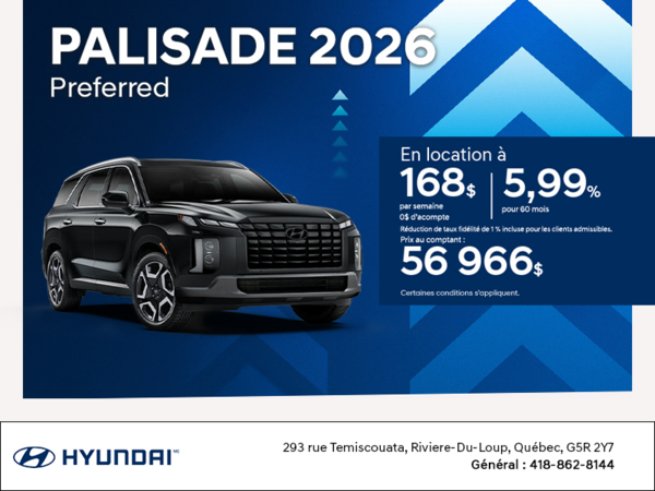 Procurez-vous le Hyundai Palisade 2026