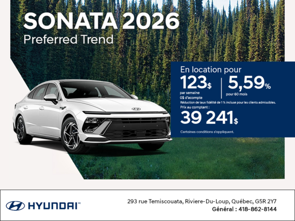 Procurez-vous le Hyundai Sonata 2026