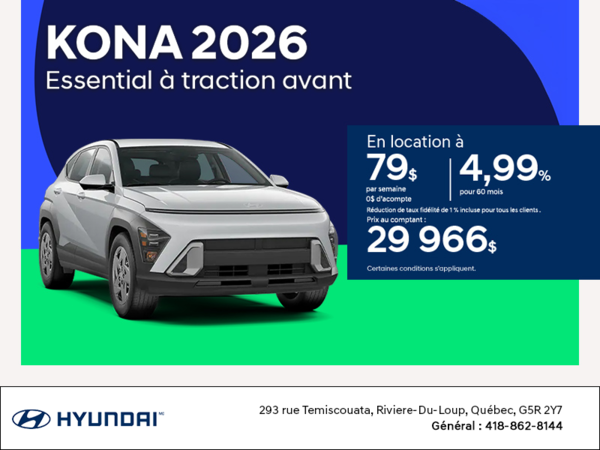 Procurez-vous le Hyundai Kona 2026