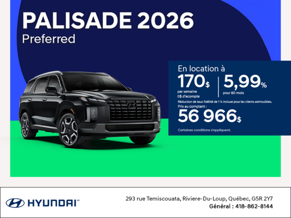 Procurez-vous le Hyundai Palisade 2026