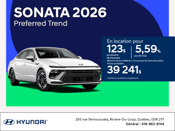 Procurez-vous le Hyundai Sonata 2026