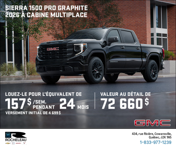 Le GMC Sierra 1500 Pro Graphite 2026 à cabine multiplace
