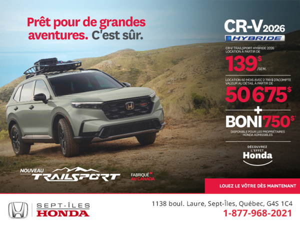 Obtenez le Honda CR-V Hybride 2026!