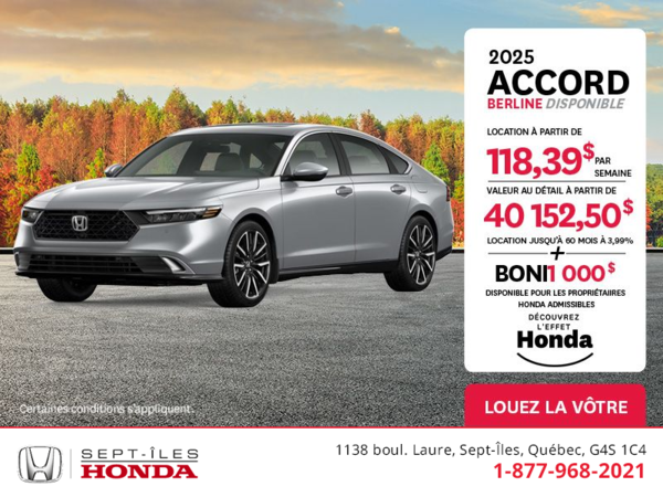 Obtenez la Honda Accord 2025 !