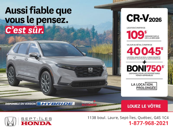Obtenez le Honda CR-V 2026!
