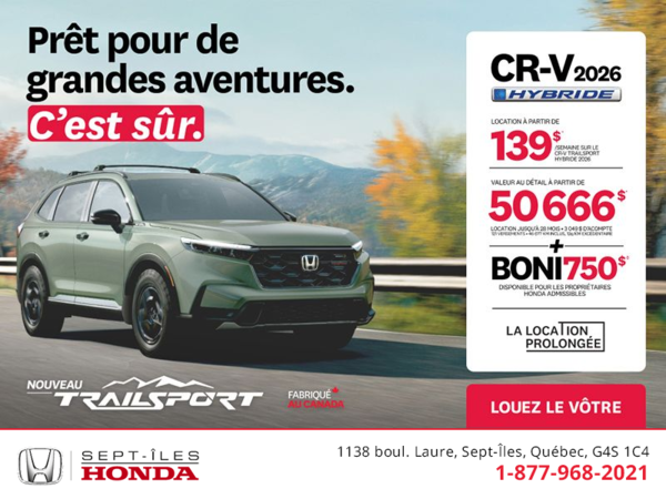 Obtenez le Honda CR-V Hybride 2026!