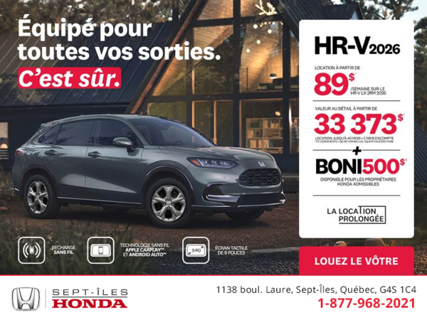 Obtenez le Honda HR-V 2026!