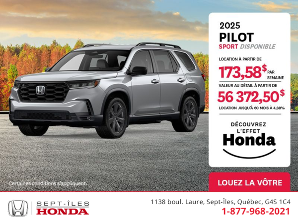Obtenez le Honda Pilot 2025 !