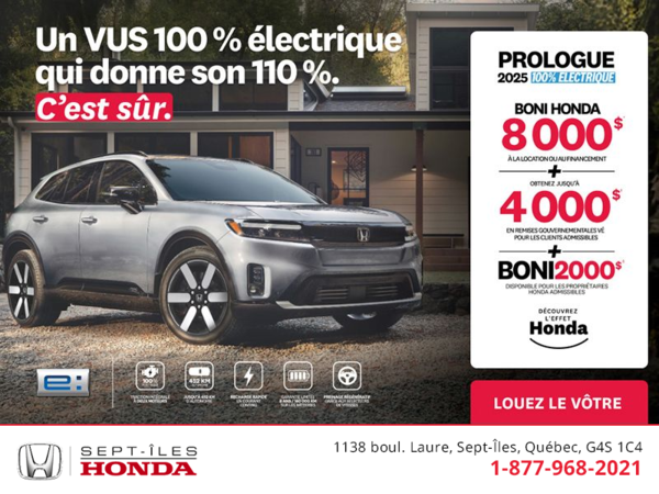 Obtenez le Honda Prologue 2025 !
