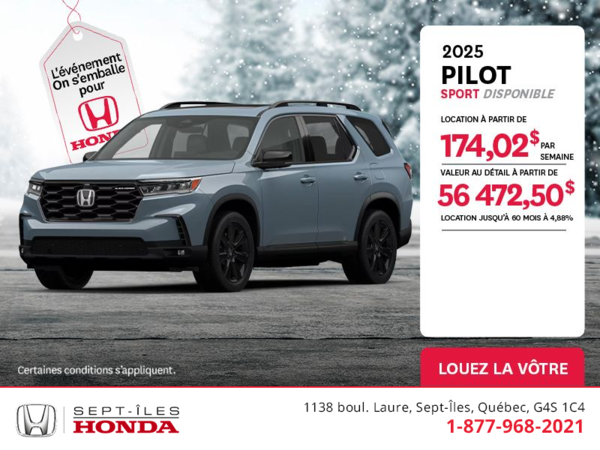 Obtenez le Honda Pilot 2025 !