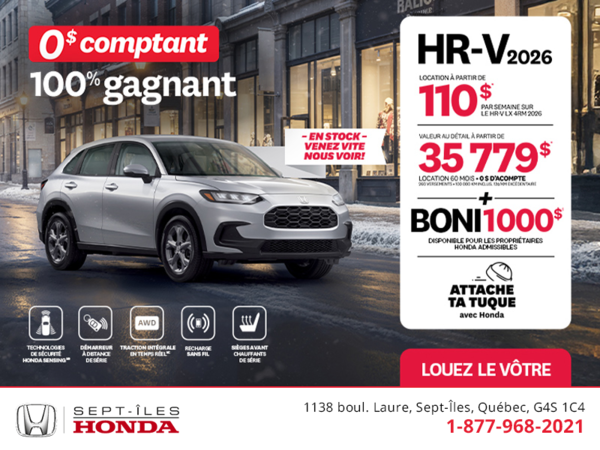 Obtenez le Honda HR-V 2026!