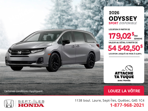 Obtenez le Honda Odyssey 2026 !