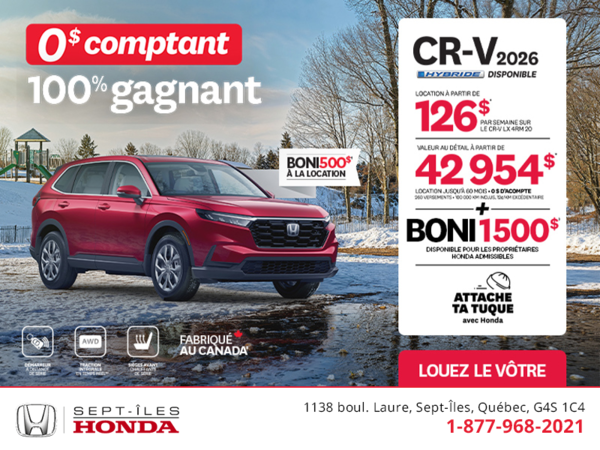 Obtenez le Honda CR-V 2026!