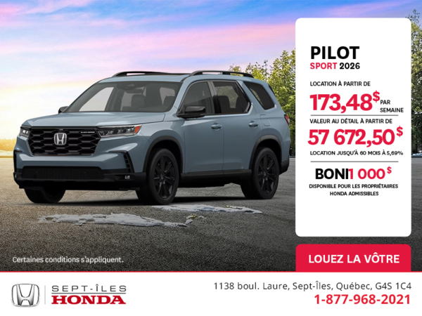 Obtenez le Honda Pilot 2026 !