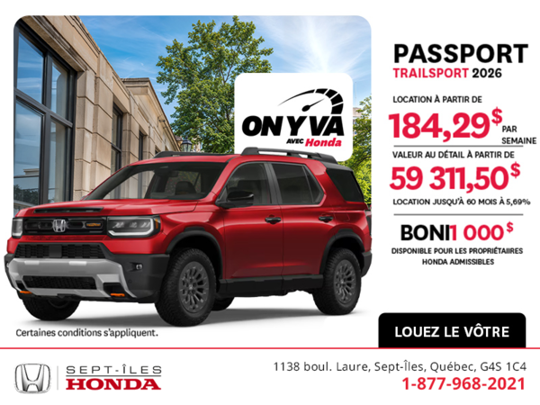 Obtenez le Honda Passport 2026 !