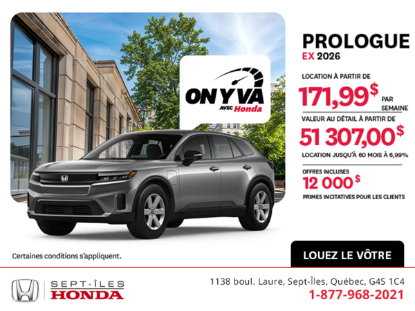 Obtenez la Honda Prologue 2026 !