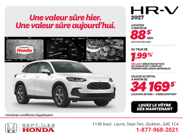 Obtenez la Honda HR-V 2027!