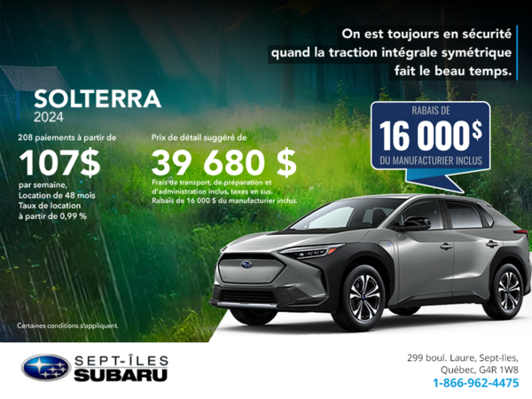 Procurez-vous le Solterra 2024!