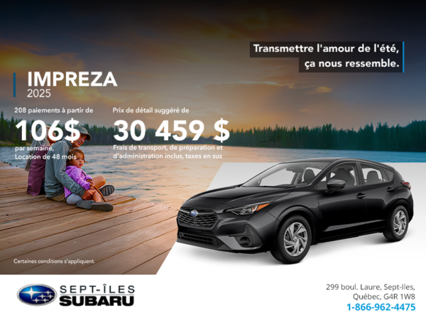 Procurez-vous la Impreza 2025!