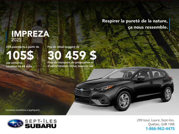 Procurez-vous la Impreza 2025!