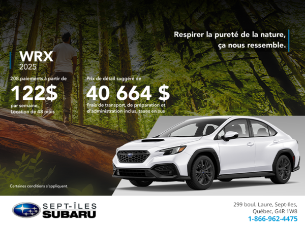 Procurez-vous la WRX 2025!