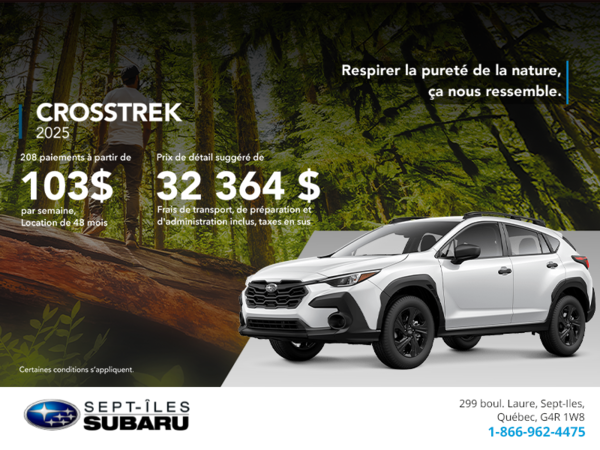 Procurez-vous le Crosstrek 2025!