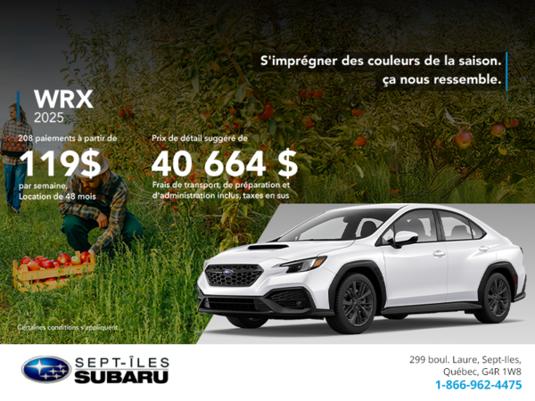 Procurez-vous la WRX 2025!