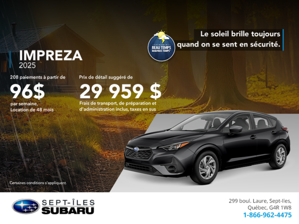 Procurez-vous la Impreza 2025!