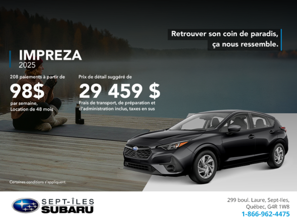 Procurez-vous la Impreza 2025!