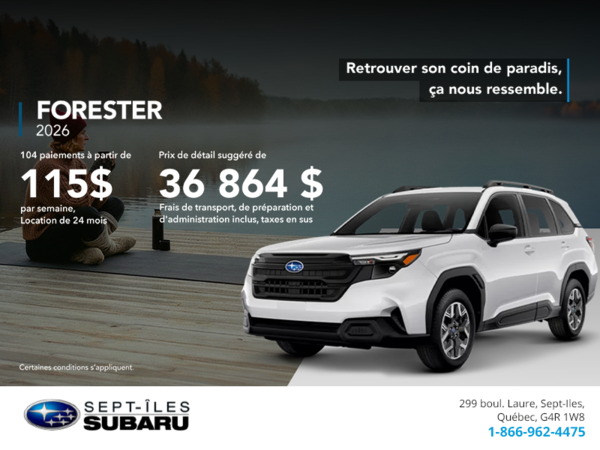 Procurez-vous le Forester 2026!