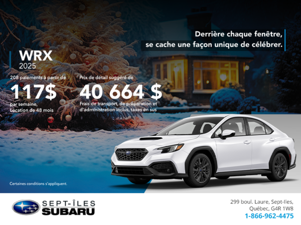 Procurez-vous la WRX 2025!