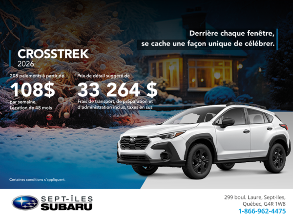 Procurez-vous le Crosstrek 2026!
