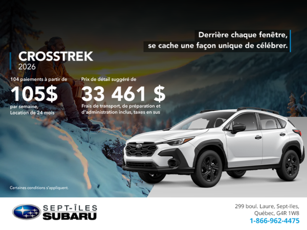 Procurez-vous le Crosstrek 2026!
