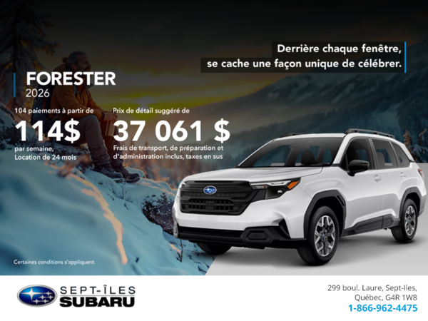Procurez-vous le Forester 2026!