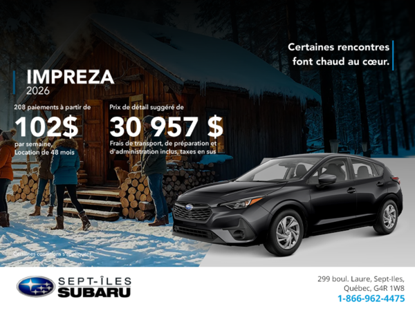 Procurez-vous la Impreza 2026!