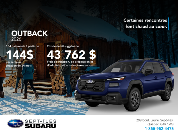 Procurez-vous le Outback 2026!