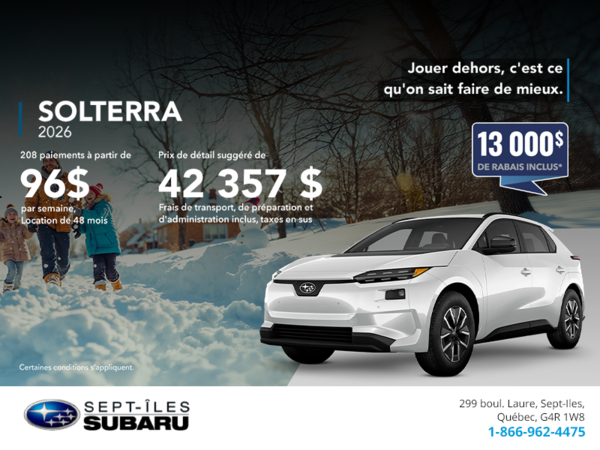 Procurez-vous le Solterra 2026!