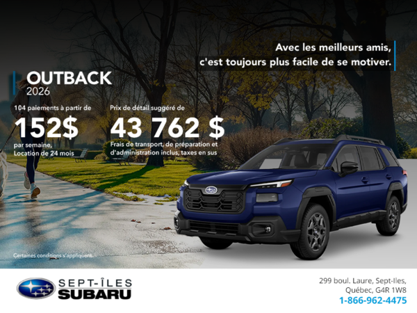 Procurez-vous le Outback 2026!