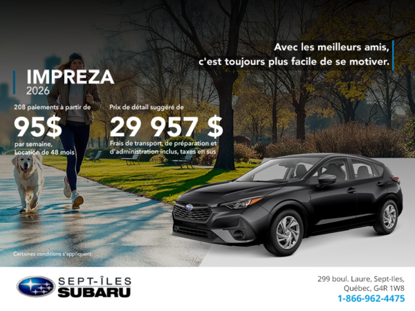 Procurez-vous la Impreza 2026!