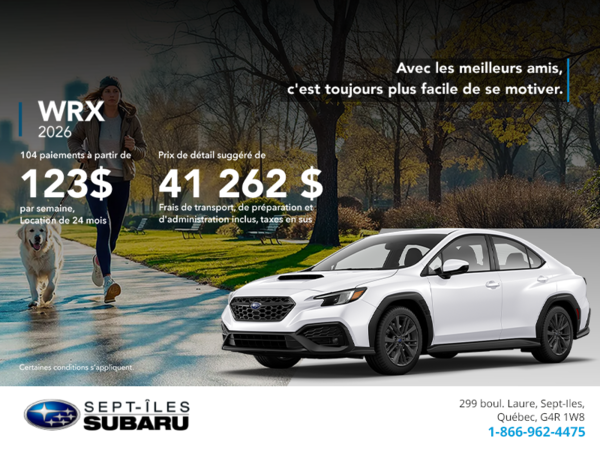 Procurez-vous la WRX 2026!