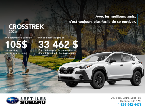 Procurez-vous le Crosstrek 2026!