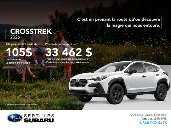Procurez-vous le Crosstrek 2026!