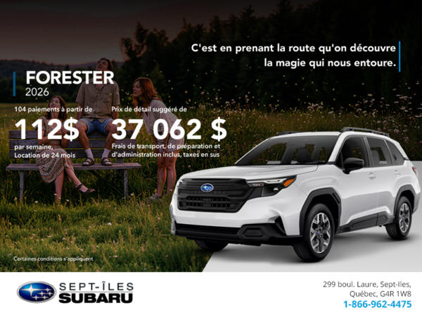 Procurez-vous le Forester 2026!