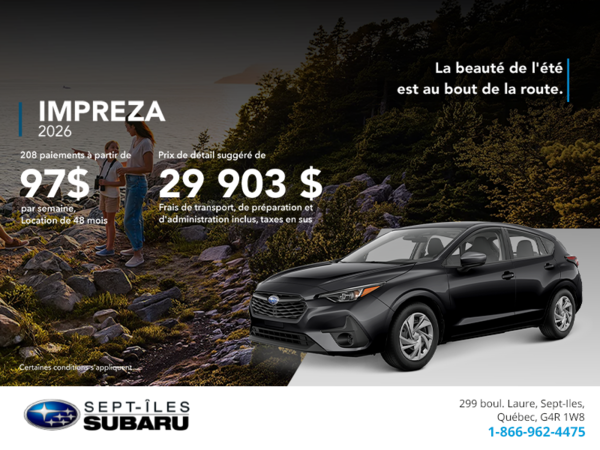 Procurez-vous la Impreza 2026!