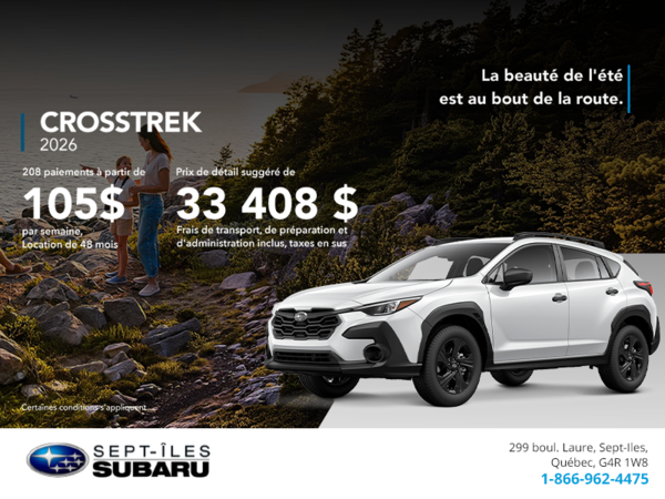 Procurez-vous le Crosstrek 2026!